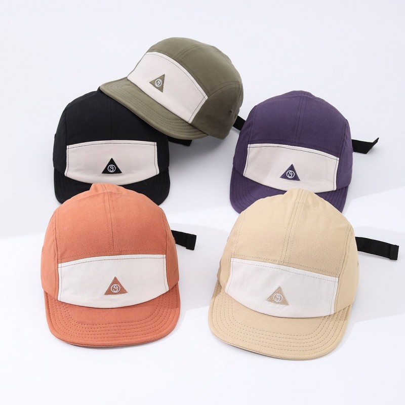 Men's Patchwork Adjustable Triangular Lettered Flat Brim Sunshade Quick-drying Soft Top Versatile Casual Baseball Cap For Outdoor Sports, Mountain Climbing, Outings, Shopping