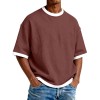 Men's Crew Neck Contrast Color Casual T-Shirt - Cotton Blend Lightweight Short Sleeve Top For Daily Wear