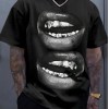 Tooth Drill Mouth Trendy Brand Short-Sleeve Loose Hip-Hop Streetwear Casual Couple T-Shirts