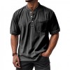 Men's Casual All-Match Short-Sleeve Button-Up Crew-Neck Shirt