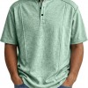 Men's Simple Knitted Henley-Neck Short-Sleeve Polo Shirt