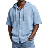 SpringSummer Casual Waffle Weave Hooded Short-Sleeve Top