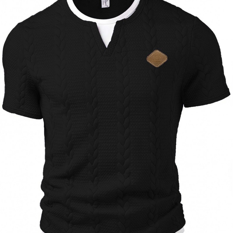 Men's Mock Two-Piece Short-Sleeve Shirt Slim-Fit Casual T-Shirt