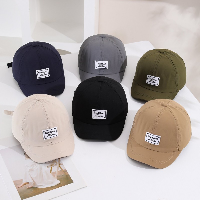 Solid-color Light Board Label Short Brim Quick-dry Thin Style Sun Protection Trendy Casual Baseball Cap Suitable For Outings, Outdoor Travel, Sports