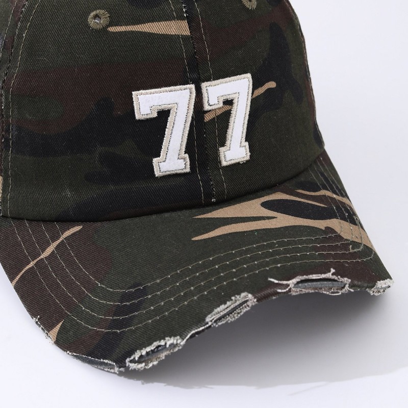 The New Camouflage Multi-color Patched Embroidered 77 Sun-protective Casual Style Bowler Cap With Curved Brim Is Suitable For Outdoor Couples' Outings And Street Dancing.