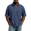 Summer Loose Casual Solid-Colored Mens Waffle-Weave Top