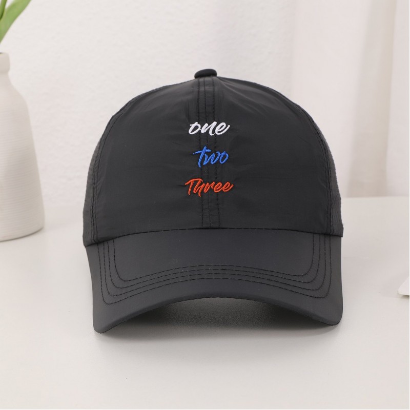 Men's Solid-color Embroidered Letter Baseball Cap Quick-drying Breathable With Ventilation Holes Lightweight Style Casual Sports Style Baseball Cap For Outdoor Hiking And Traveling