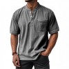 Men's Casual All-Match Short-Sleeve Button-Up Crew-Neck Shirt