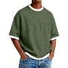 Men's Crew Neck Contrast Color Casual T-Shirt - Cotton Blend Lightweight Short Sleeve Top For Daily Wear