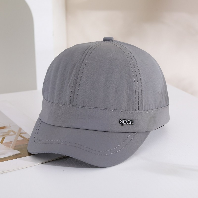 Men's Solid-color Sport Quick-drying Thin Style Versatile Sporty Short-brimmed Baseball Cap Suitable For Daily Commuting, Casual Outings And Outdoor Activities.