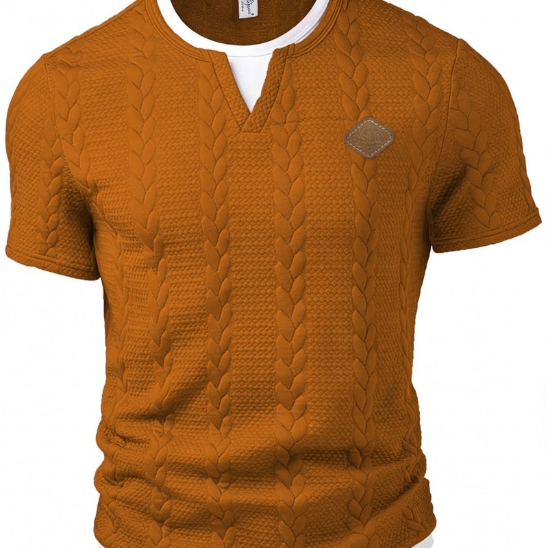 Men's Mock Two-Piece Short-Sleeve Shirt Slim-Fit Casual T-Shirt