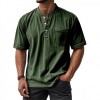 Men's Casual All-Match Short-Sleeve Button-Up Crew-Neck Shirt