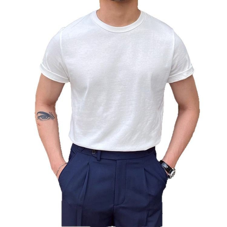 British-style Dandy Mens Summer T-shirt With A Small Neckline