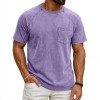 Retro Distressed Raglan Short-Sleeve Crew-Neck Casual T-Shirt Top