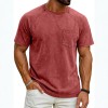 Retro Distressed Raglan Short-Sleeve Crew-Neck Casual T-Shirt Top