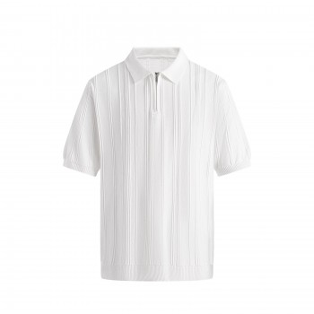 Men's Fashionable Half-Zip Slim-Fit Short-Sleeve Knitted Sweater