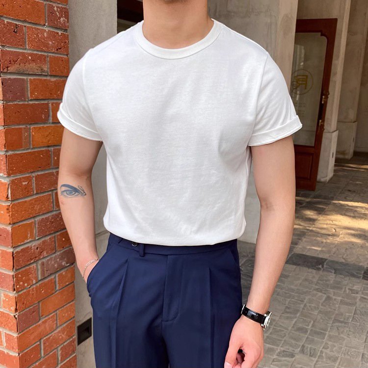 British-style Dandy Mens Summer T-shirt With A Small Neckline