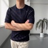Solid-color Casual Knitted Short-sleeve Top For Men