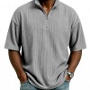 Summer Loose Casual Solid-Colored Mens Waffle-Weave Top