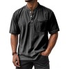 Men's Casual All-Match Short-Sleeve Button-Up Crew-Neck Shirt