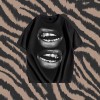 Tooth Drill Mouth Trendy Brand Short-Sleeve Loose Hip-Hop Streetwear Casual Couple T-Shirts
