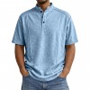 Men's Simple Knitted Henley-Neck Short-Sleeve Polo Shirt
