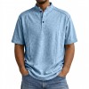 Men's Simple Knitted Henley-Neck Short-Sleeve Polo Shirt