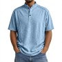 Men's Simple Knitted Henley-Neck Short-Sleeve Polo Shirt