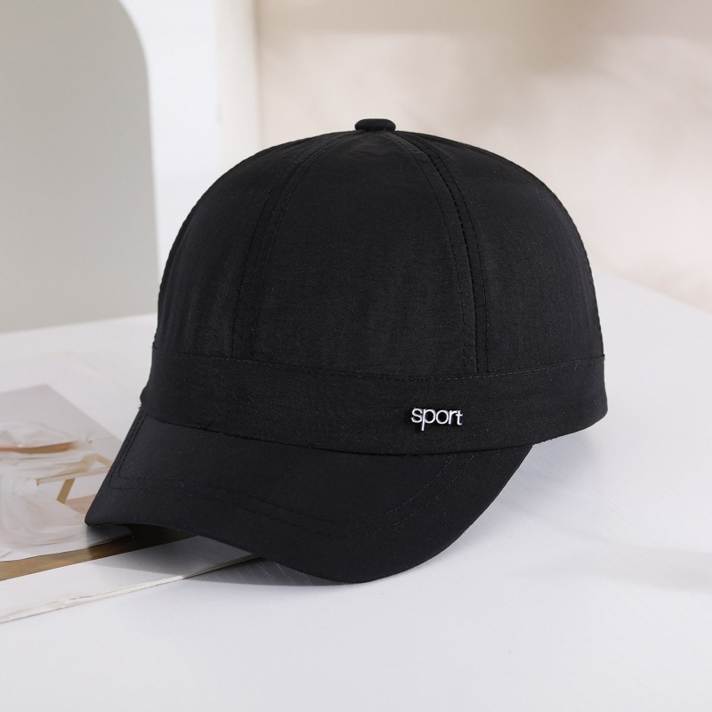 Men's Solid-color Sport Quick-drying Thin Style Versatile Sporty Short-brimmed Baseball Cap Suitable For Daily Commuting, Casual Outings And Outdoor Activities.