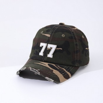 The New Camouflage Multi-color Patched Embroidered 77 Sun-protective Casual Style Bowler Cap With Curved Brim Is Suitable For Outdoor Couples' Outings And Street Dancing.