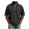 Summer Loose Casual Solid-Colored Mens Waffle-Weave Top