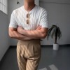 Solid-color Casual Knitted Short-sleeve Top For Men
