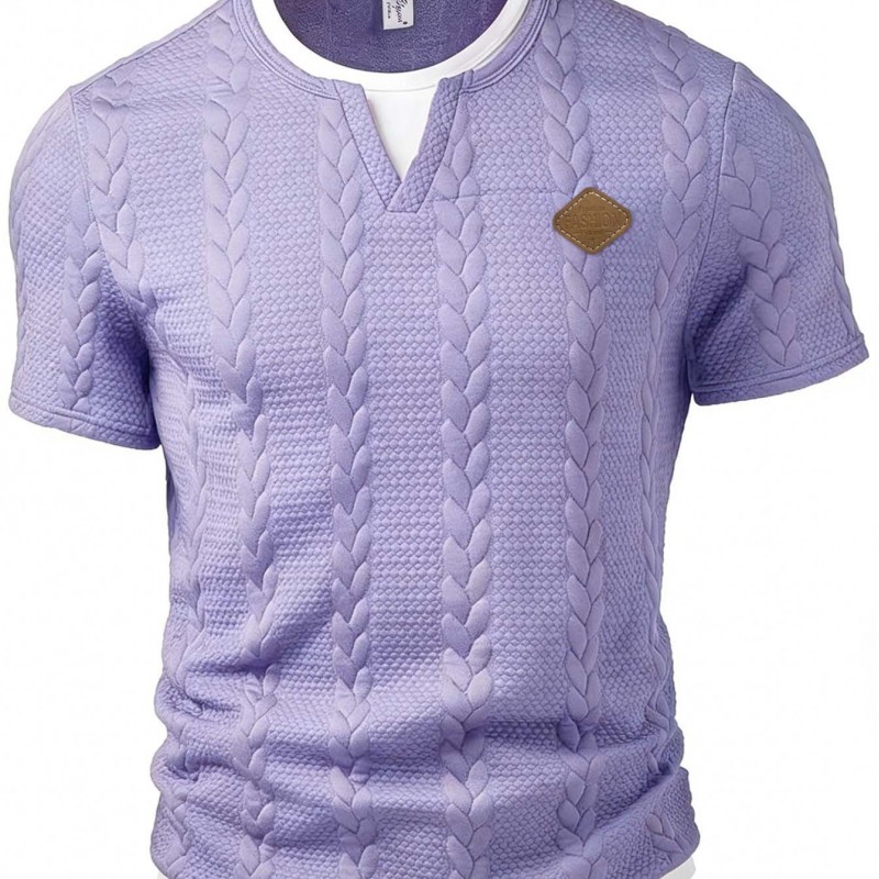 Men's Mock Two-Piece Short-Sleeve Shirt Slim-Fit Casual T-Shirt