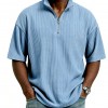 Summer Loose Casual Solid-Colored Mens Waffle-Weave Top