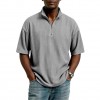 Summer Loose Casual Solid-Colored Mens Waffle-Weave Top