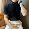 Men's Short-Sleeve Ice Silk Knit Shirt Crew-Neck Slim-Fit Sweater