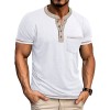 Men's Short-Sleeve Henley Shirt Button-Up Vintage T-Shirt