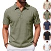 Men's Beach Linen Polo Shirt, Loose-Fit, Casual, Minimalist