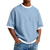 Men's Crew Neck Contrast Color Casual T-Shirt - Cotton Blend Lightweight Short Sleeve Top For Daily Wear