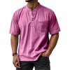Men's Casual All-Match Short-Sleeve Button-Up Crew-Neck Shirt
