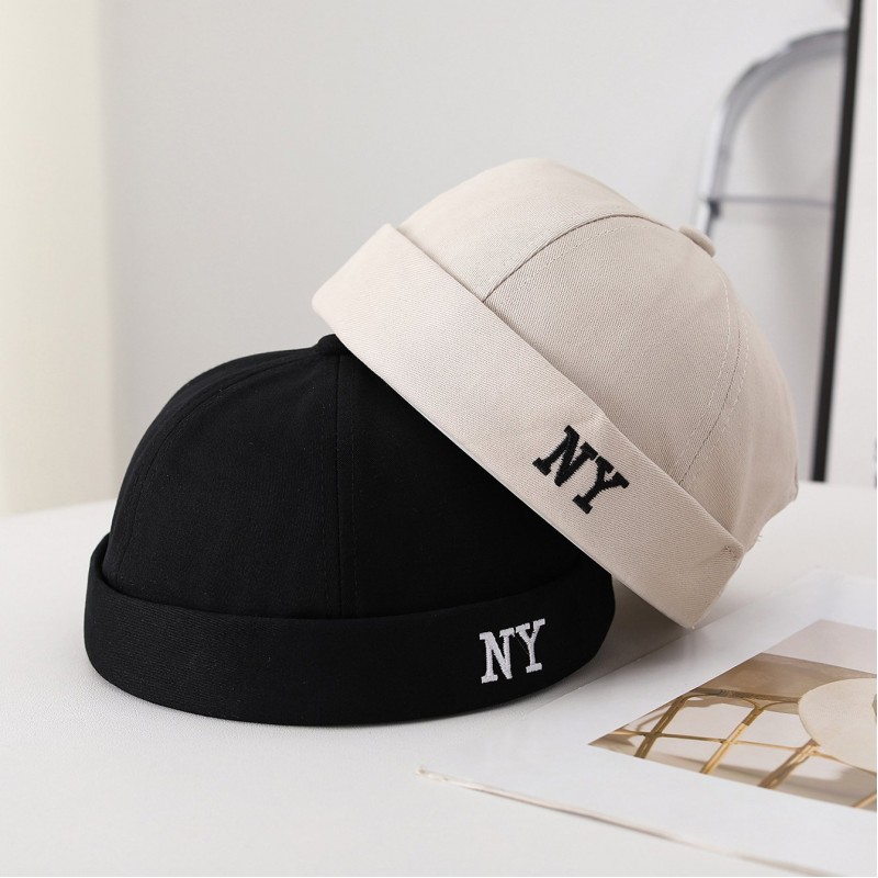 Men's Single-color Embroidered NY Letter Adjustable Trendy And Bohemian Style Landlord Hat, Suitable For Daily Casual Street Dance Outfits.