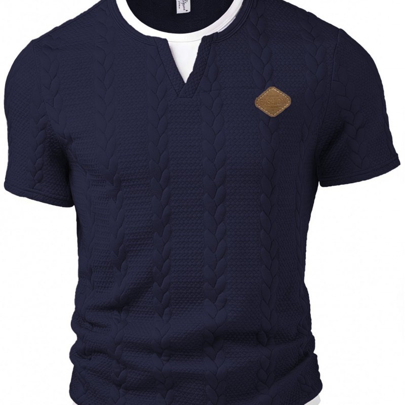 Men's Mock Two-Piece Short-Sleeve Shirt Slim-Fit Casual T-Shirt