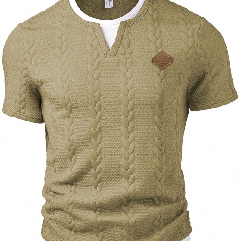 Men's Mock Two-Piece Short-Sleeve Shirt Slim-Fit Casual T-Shirt