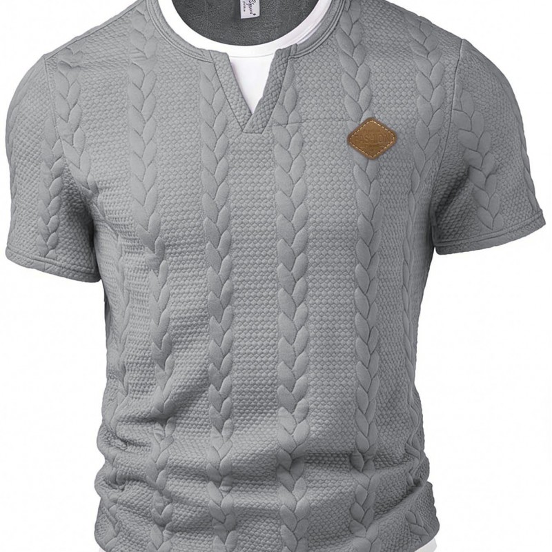 Men's Mock Two-Piece Short-Sleeve Shirt Slim-Fit Casual T-Shirt