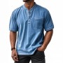 Men's Casual All-Match Short-Sleeve Button-Up Crew-Neck Shirt