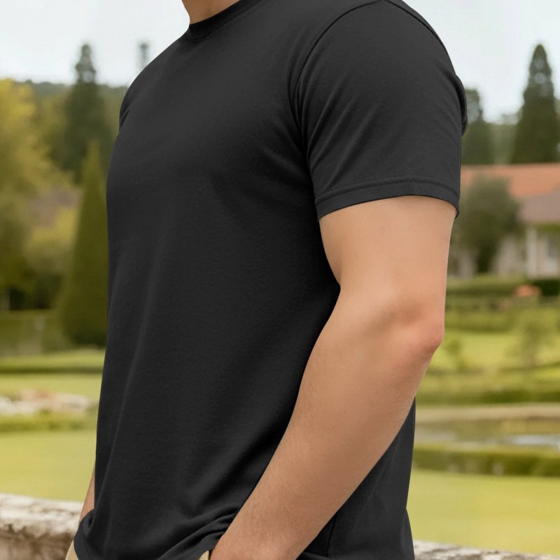 Solid-color Crewneck Short-sleeve Cotton Casual Sports Minimalist T-shirt